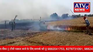 आग लगने से दर्जन से ज्यादा किसानों की गेहू की फसल जलकर राख #ATV NEWS CHANNEL