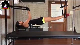 Fit & Hot Actress Pooja Hegde Workout At Home In Slim Tight Outfit