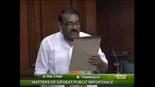 Matters of Urgent Public Importance: Sh. K. D. Deshmukh: 03.05.2012