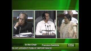 Matters of Urgent Public Importance: Smt. Sushma Swaraj: 07.05.2012