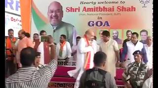 Grand welcome of Shri Amit Shah on his arrival at Goa Airport.