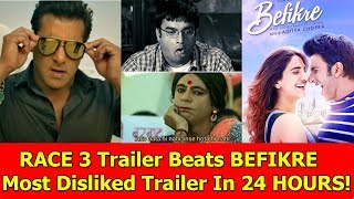 RACE 3 Trailer Beats BEFIKRE To Become Most Disliked Trailer In 24 Hours Of Bollywood