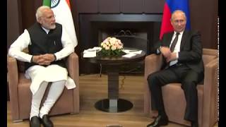 PM Modi meets Russian President Vladimir Putin for an informal summit in Sochi, Russia : 21.05.2018