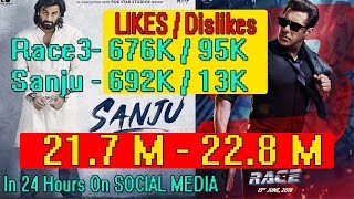 SANJU Trailer Vs RACE 3 Trailer Comparison After 24 Hours On Social Media