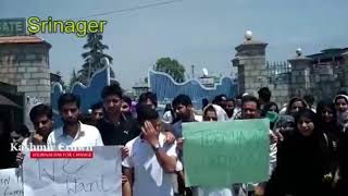 Kashmir University Students Protest Against Warden And Authorities For Expelling Student.
