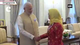 PM Modi meets Singapore President Halimah Yacob