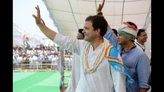 Congress President Rahul Gandhi addresses the Kisan Samriddhi Sankalp Rally in Mandsaur