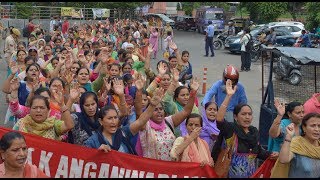 Anganwari workers continue protest to press for demands