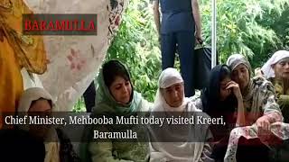 Mehbooba Mufti visited Kreeri Bla to offer her condolence to the bereaved family of Shujaat Bukhari