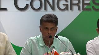 India's GDP: AICC Press briefing by Manish Tewari at Congress HQ