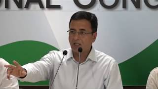 Bank Loot Scams: AICC Press Briefing By Randeep Singh Surjewala at Congress HQ