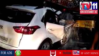 CAR HIT WATER TANKER IN GACHIBOWLI | 1 PERSON DIED ON SPOT | Tv11 News | 19-03-2018