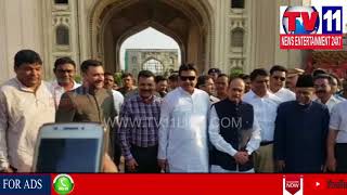 AKBARUDDIN OWASI & DY CM MAHMOOD ALI VISIT CHARMINAR FOR Inspection METRO WORKS | TV 11 | 23-03-18