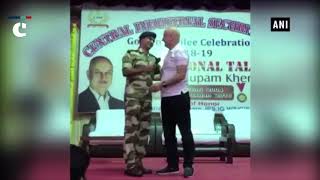 Anupam Kher fulfills his wish, checks CISF officer during motivational lecture