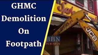 GHMC Started Demolation of illeagal Footpath | Chandrayan Gutta