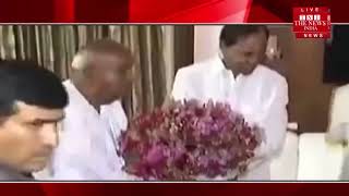 CM KCR of Telangana met the Chief Ministerial candidate Kumar Swamy in Bangalore today