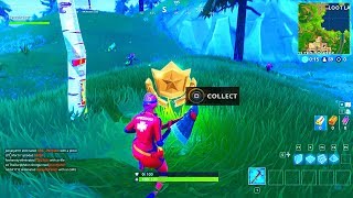 "Search between a Gas Station, Soccer Pitch and Stunt Mountain" WEEK 4 BATTLE STAR FORTNITE SEASON 5