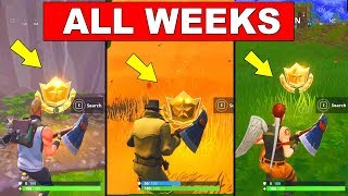 ALL SECRET BATTLE STAR LOCATIONS TILL WEEK 4 - FORTNITE SEASON 5 CHALLENGES FREE TIER