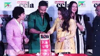 Ajay Devgn Celebrates Kajol's Birthday At Helicopter Eela Trailer Launch | Special Dabba Cake
