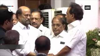 Rajinikanth, Dhanush pay last respects to former TN CM Karunanidh