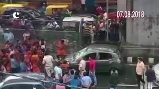 Anguish Kanwar pilgrims smashes, topples woman's car after being brushed in Delhi