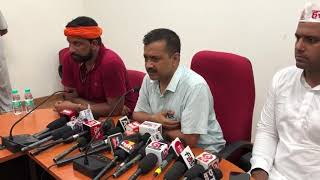 Delhi CM Arvind Kejriwal Along with Haryana State Convenor Naveen Jai Hind Briefs Media at Rohtak