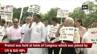 Opposition parties protest in Parliament over Rafale deal issue
