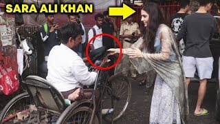 Sara Ali Khan HELPING Poor Disabled Man Outside Temple Will Melt Your Heart