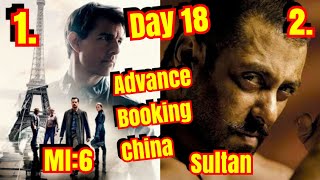 Sultan Vs Mission Impossible Fallout Advance Booking Collection Day 18 In China