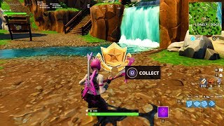"Search between a Covered Bridge, Waterfall, and the 9th Green" Location Fortnite WEEK 10 Challenges