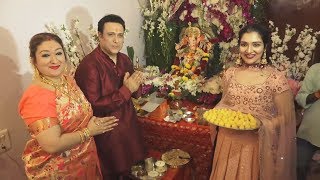 Govinda's Ganpati 2018 Celebration With Family - Daughter Tina Ahuja & Wife Sunita Ahuja At Home
