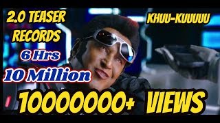 2.0 Teaser Record Breaking Views And Likes On Youtube In 6 Hours I Trending No.1