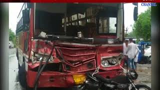 Babra : 2 people death by collide bike & st bus accident