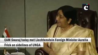 EAM Swaraj meets Liechtenstein Foreign Minister on sidelines of UNGA