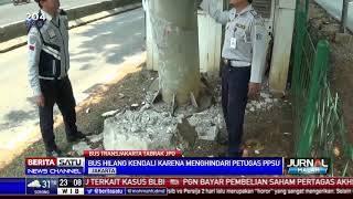 Hindari Petugas PPSU, Bus Transjakarta Tabrak JPO
