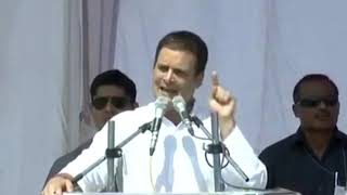 Congress President Rahul Gandhi addresses a gathering in Chitrakoot, Madhya Pradesh