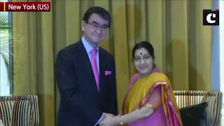 EAM Swaraj meets Japanese Foreign Minister on sidelines of UNGA