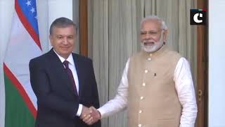Uzbekistan President Shavkat Mirziyoyev meets PM Narendra Modi