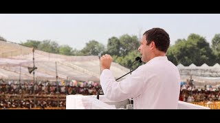 Congress President Rahul Gandhi addresses a gathering in Morena, Madhya Pradesh
