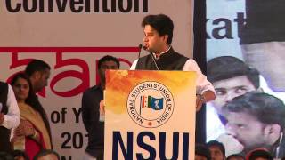 Jyotiraditya Scindia addresses the NSUI National Convention at Talkatora Stadium, New Delhi