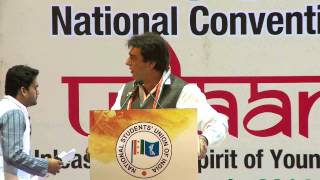 Raj Babbar addresses the NSUI National Convention at Talkatora Stadium, New Delhi