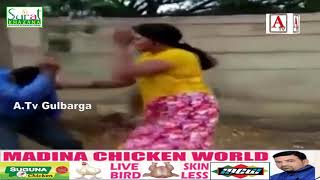Karnataka Davangere Me Mard Ko Phithti Hui Aurat Ka Video Hua Vairal A.Tv News 18-10-2018