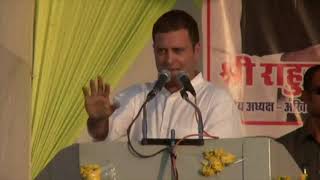 Congress President Rahul Gandhi addresses a public gathering in Kota, Rajasthan