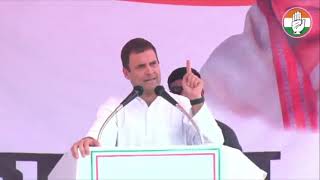 Congress President Rahul Gandhi addresses a public gathering in Kanker, Chhattisgarh
