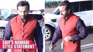 Saif Ali Khan Flaunts His Inherit Nawabi Look At The Airport