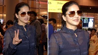 Injured Sunny Leone Spotted Walking With Difficulty At Airport