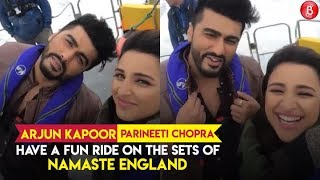 Arjun Kapoor, Parineeti Chopra have a fun ride on the sets of Namaste England| Namastey England |