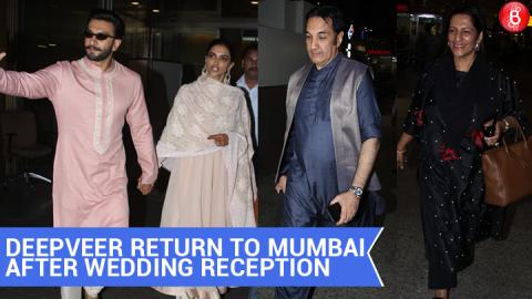 Ranveer Singh And Deepika Padukone return to Mumbai after Wedding Reception in Bengaluru