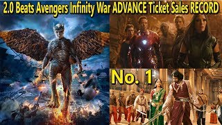 2.0 Beats Avengers Infinity War Ticket Sales Record On BookMyShow But Still Baahubali2 On No.1