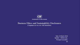 Business Ethics and Sustainability Disclosures